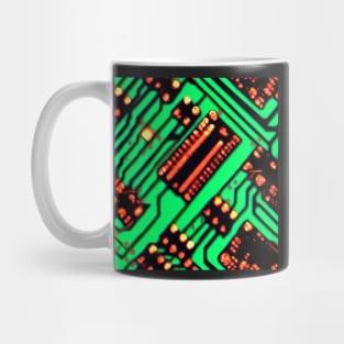 circuitboard pattern futuristic cyberpunk electronics wires Mug